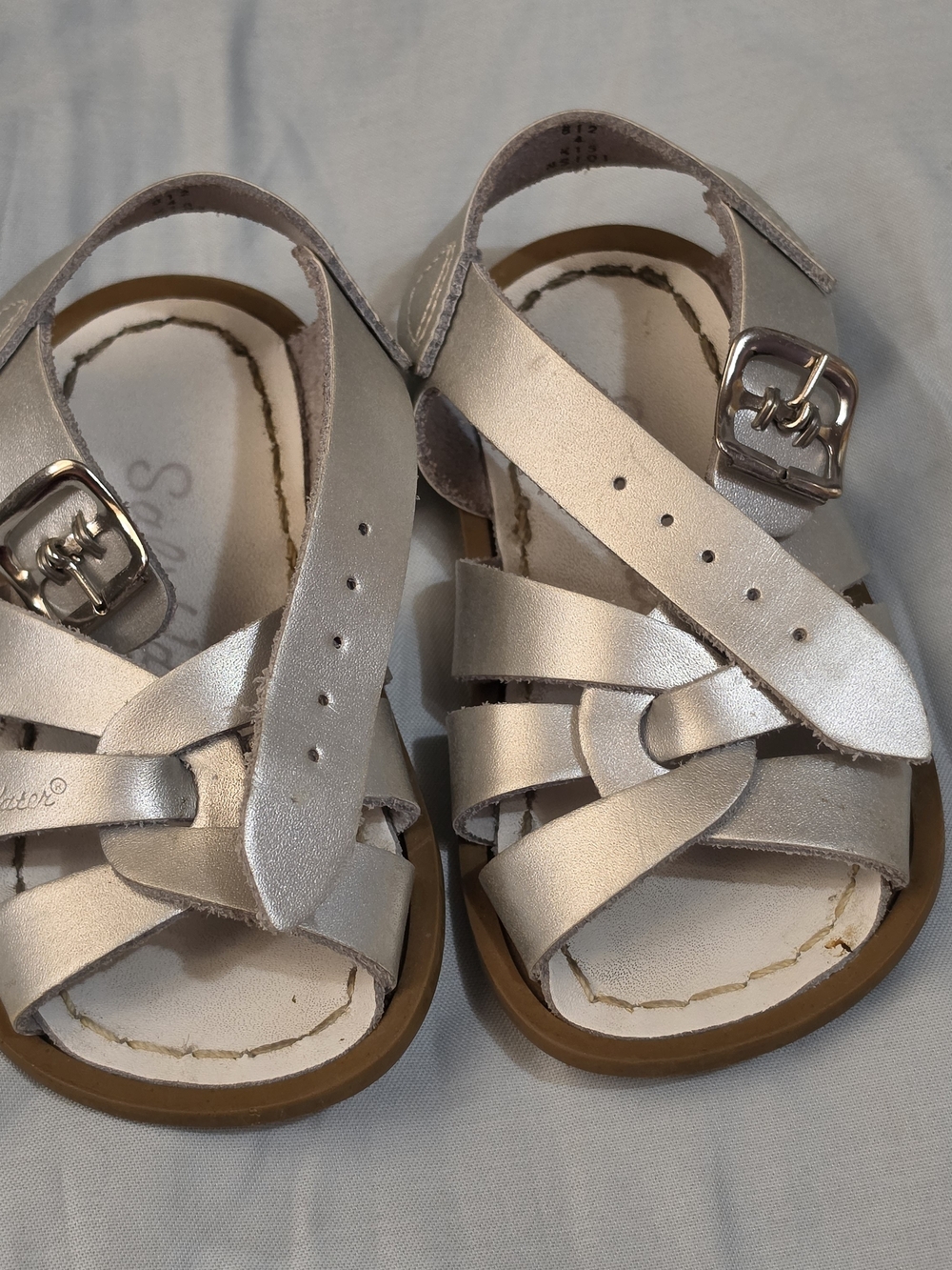 Salt Water Sandals by Hoy Metallic Silver Toddler Strappy Sandals